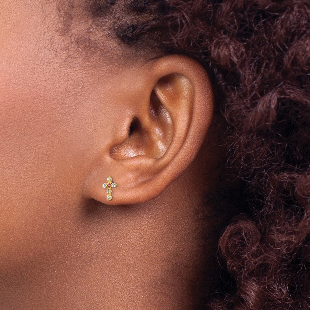 Dreamy Nook 14k Madi K CZ Children's Cross Post Earrings
