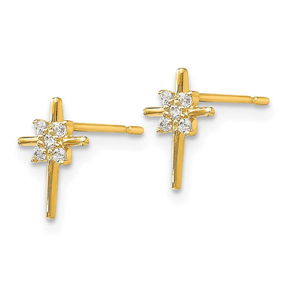 Sprout Pop 14k Madi K CZ Children's Cross Post Earrings