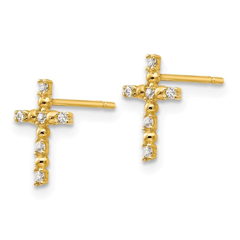 Skippy Puff 14k Madi K CZ Children's Cross Post Earrings