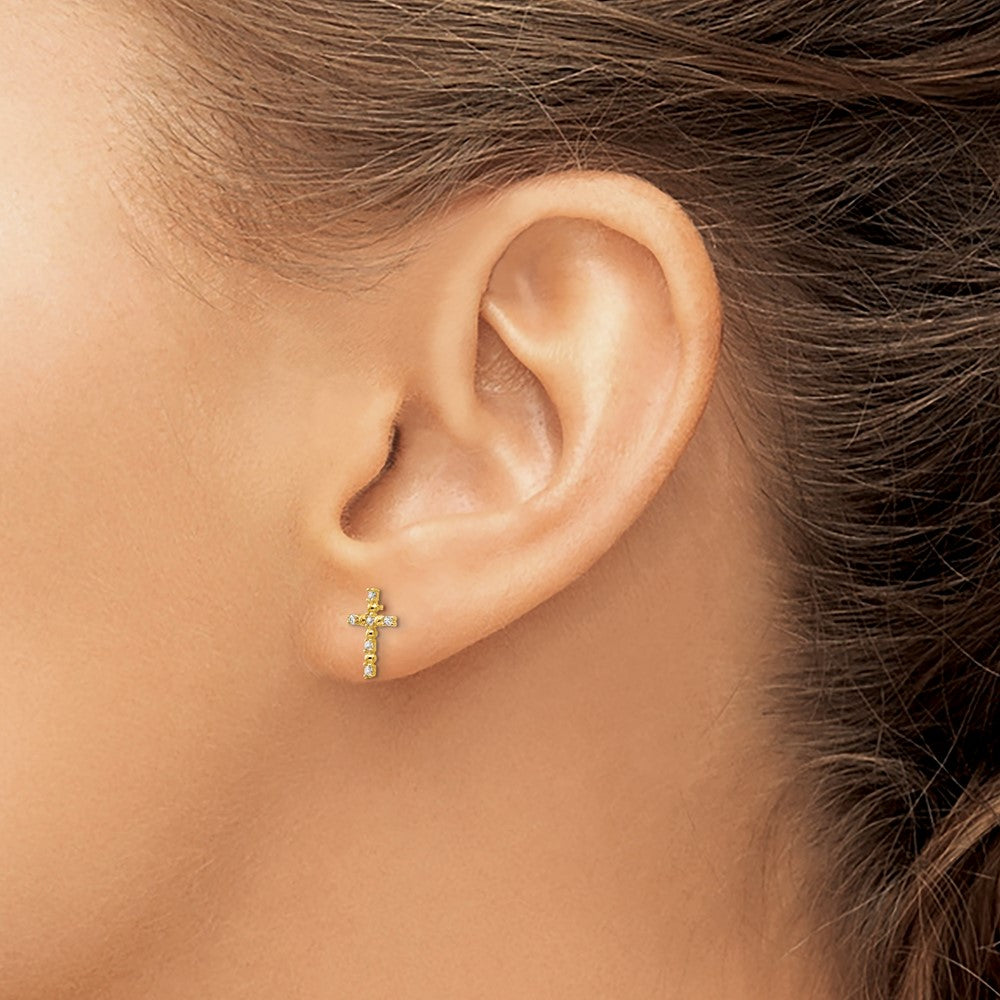 Skippy Puff 14k Madi K CZ Children's Cross Post Earrings