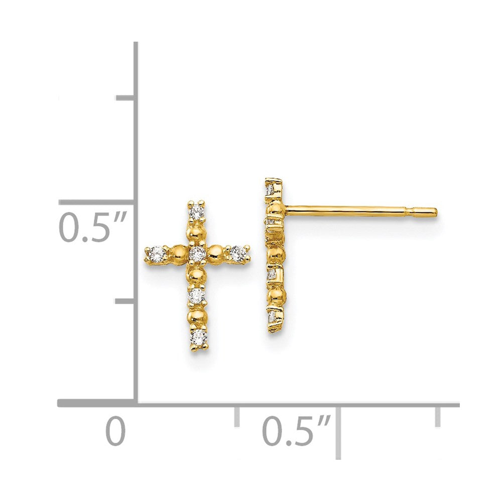 Skippy Puff 14k Madi K CZ Children's Cross Post Earrings