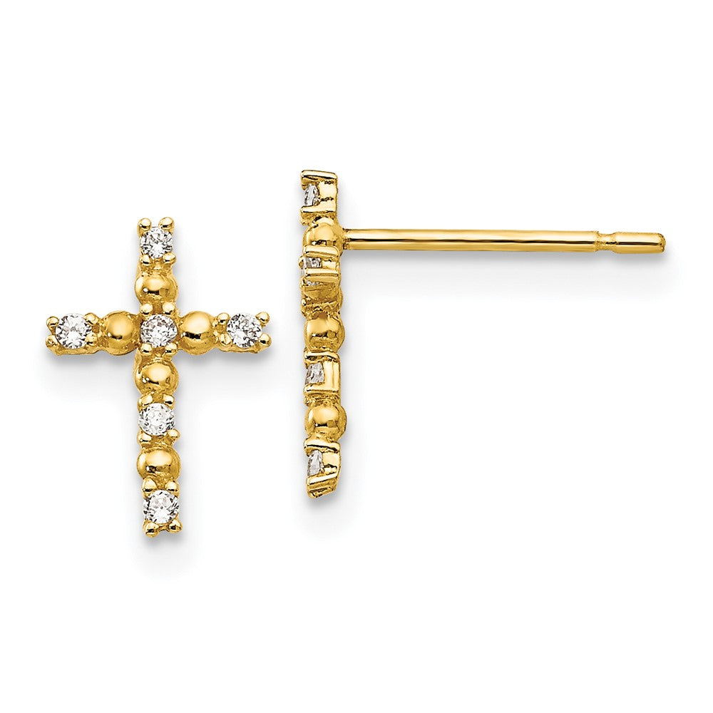Skippy Puff 14k Madi K CZ Children's Cross Post Earrings