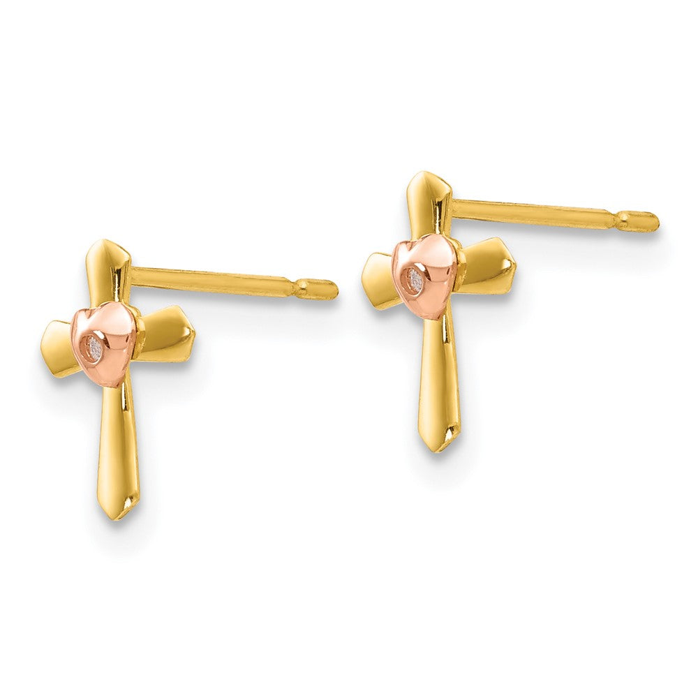 Koala Bear 14k Yellow & Rose Gold Madi K Children's Cross Heart Post Earrings