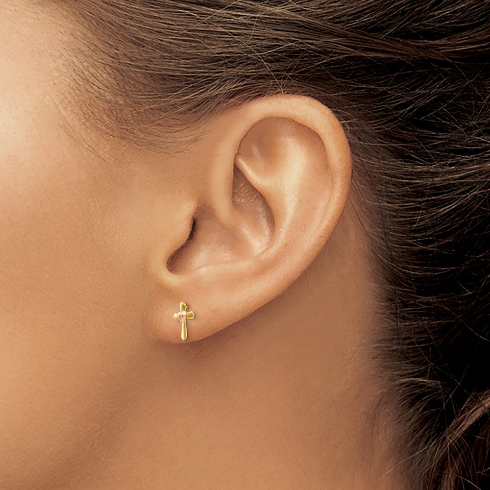 Koala Bear 14k Yellow & Rose Gold Madi K Children's Cross Heart Post Earrings