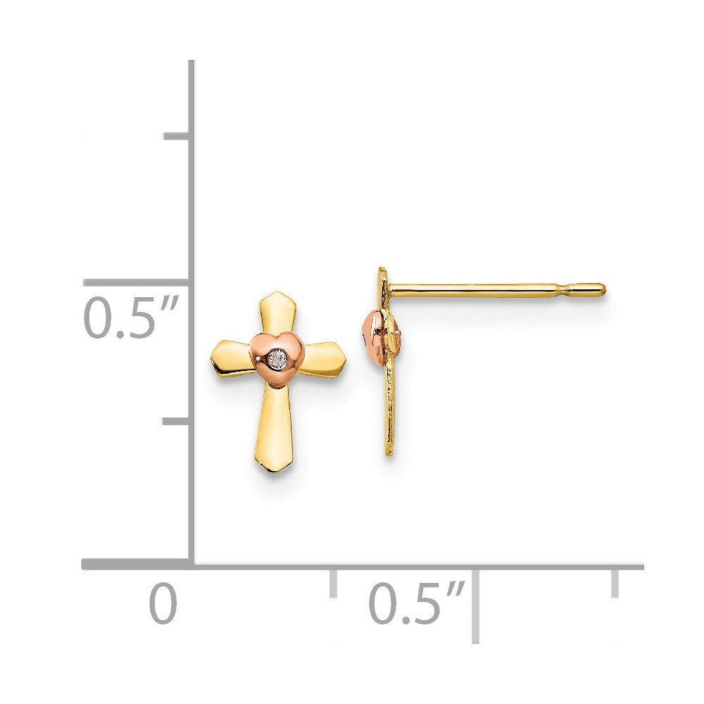 Koala Bear 14k Yellow & Rose Gold Madi K Children's Cross Heart Post Earrings