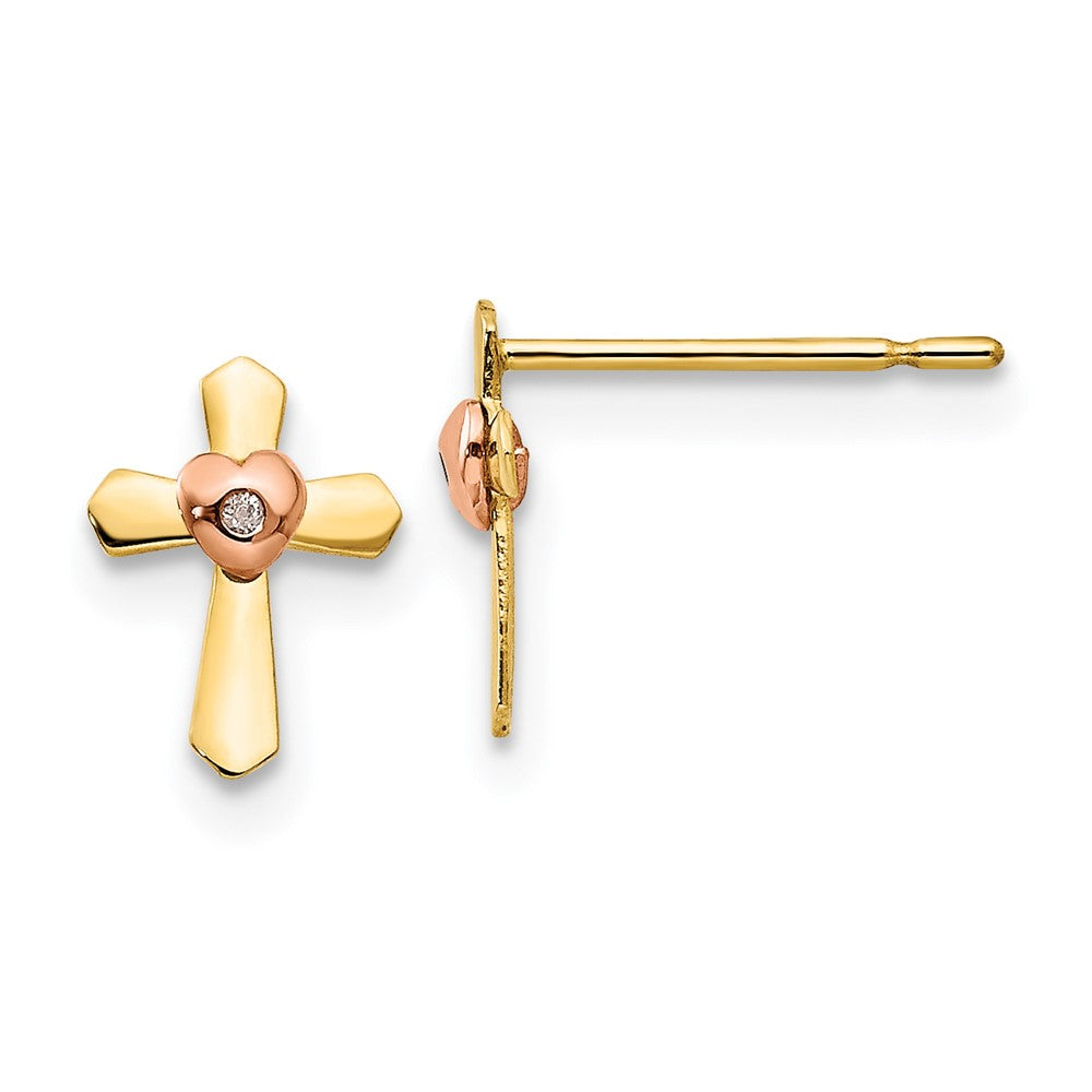 Koala Bear 14k Yellow & Rose Gold Madi K Children's Cross Heart Post Earrings