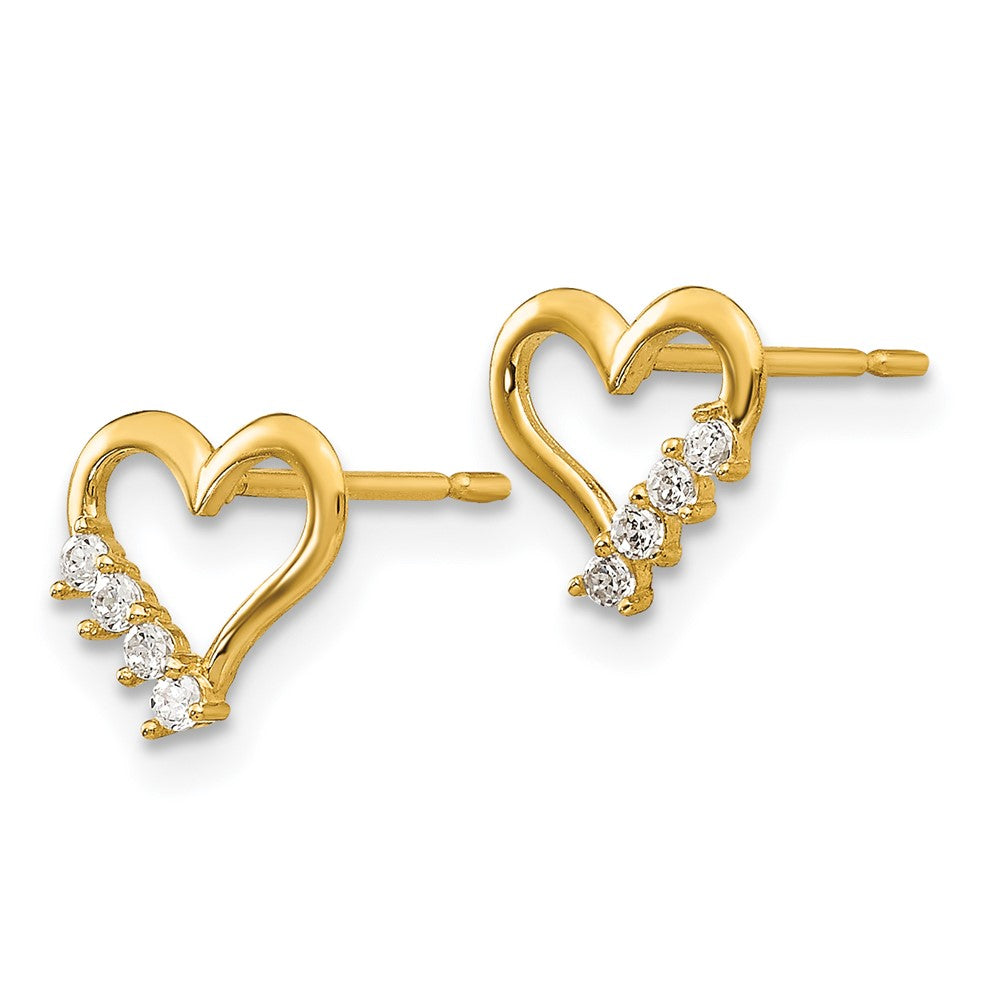Kitten Puff 14k Madi K CZ Children's Heart Post Earrings