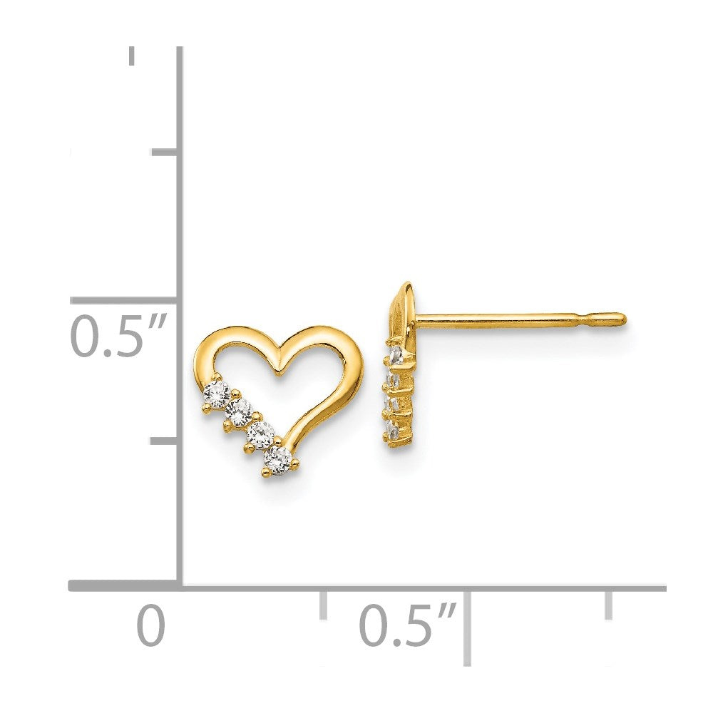 Kitten Puff 14k Madi K CZ Children's Heart Post Earrings
