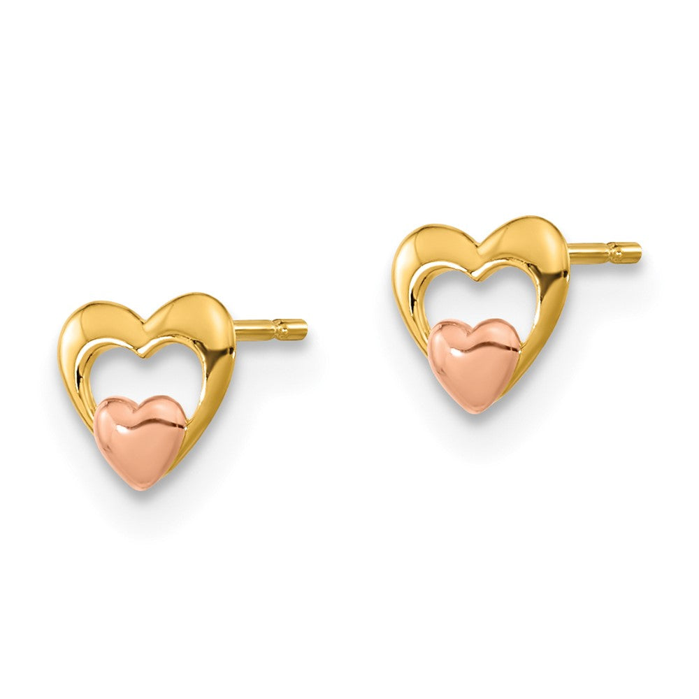 Cocoa Nook 14k Yellow & Rose Gold Madi K Children's Heart Post Earrings
