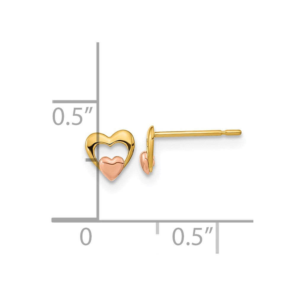 Cocoa Nook 14k Yellow & Rose Gold Madi K Children's Heart Post Earrings