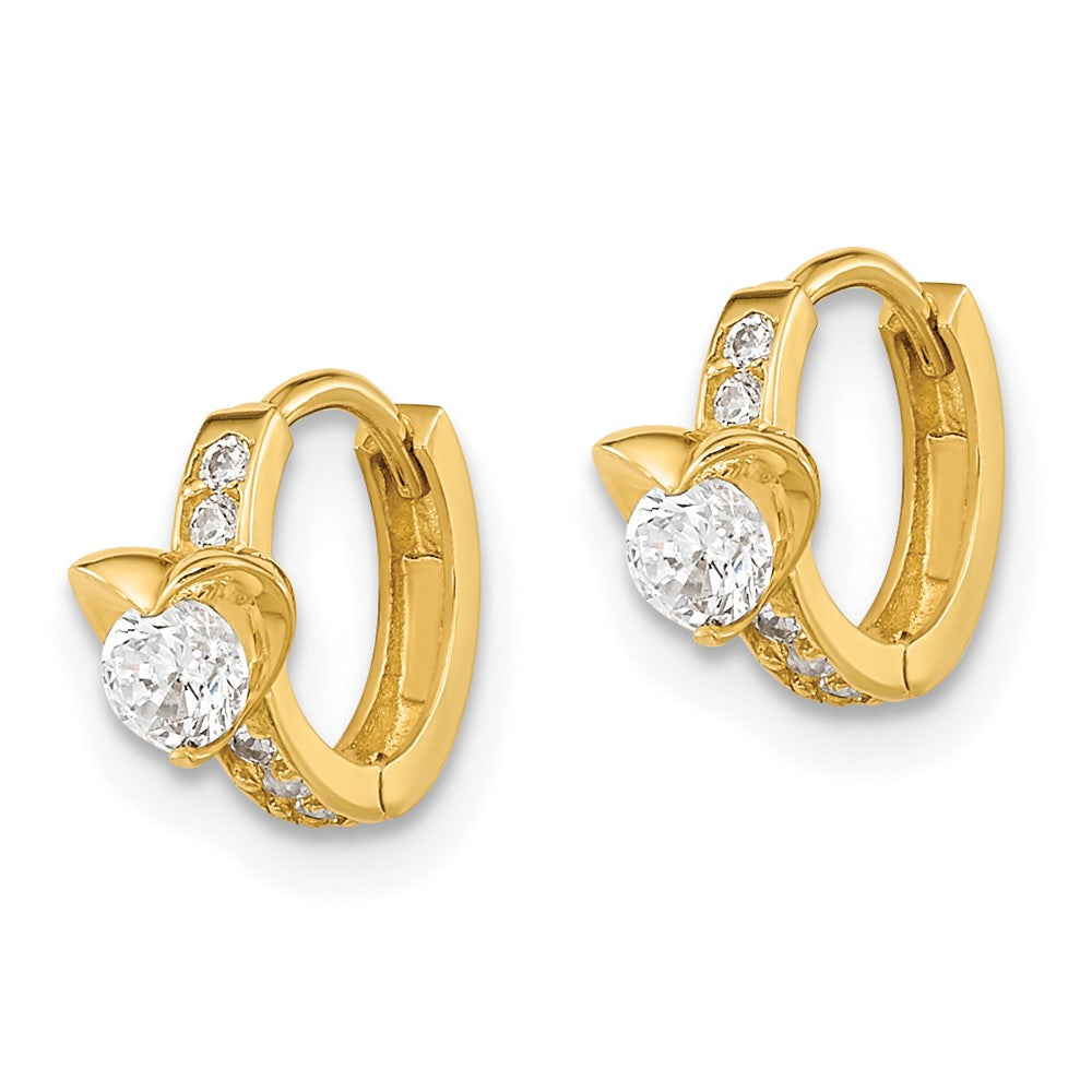 Star Joy 14k Madi K CZ Children's Heart Hinged Hoop Earrings