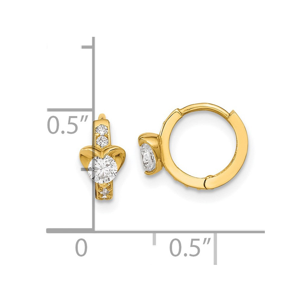 Star Joy 14k Madi K CZ Children's Heart Hinged Hoop Earrings