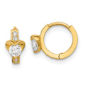 Star Joy 14k Madi K CZ Children's Heart Hinged Hoop Earrings