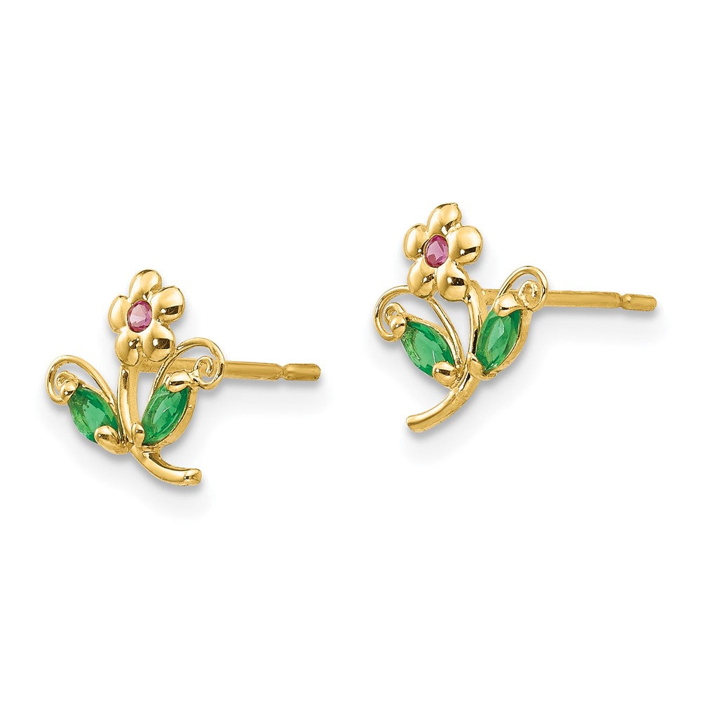 Kitten Bean 14k Madi K CZ Children's Flower Post Earrings