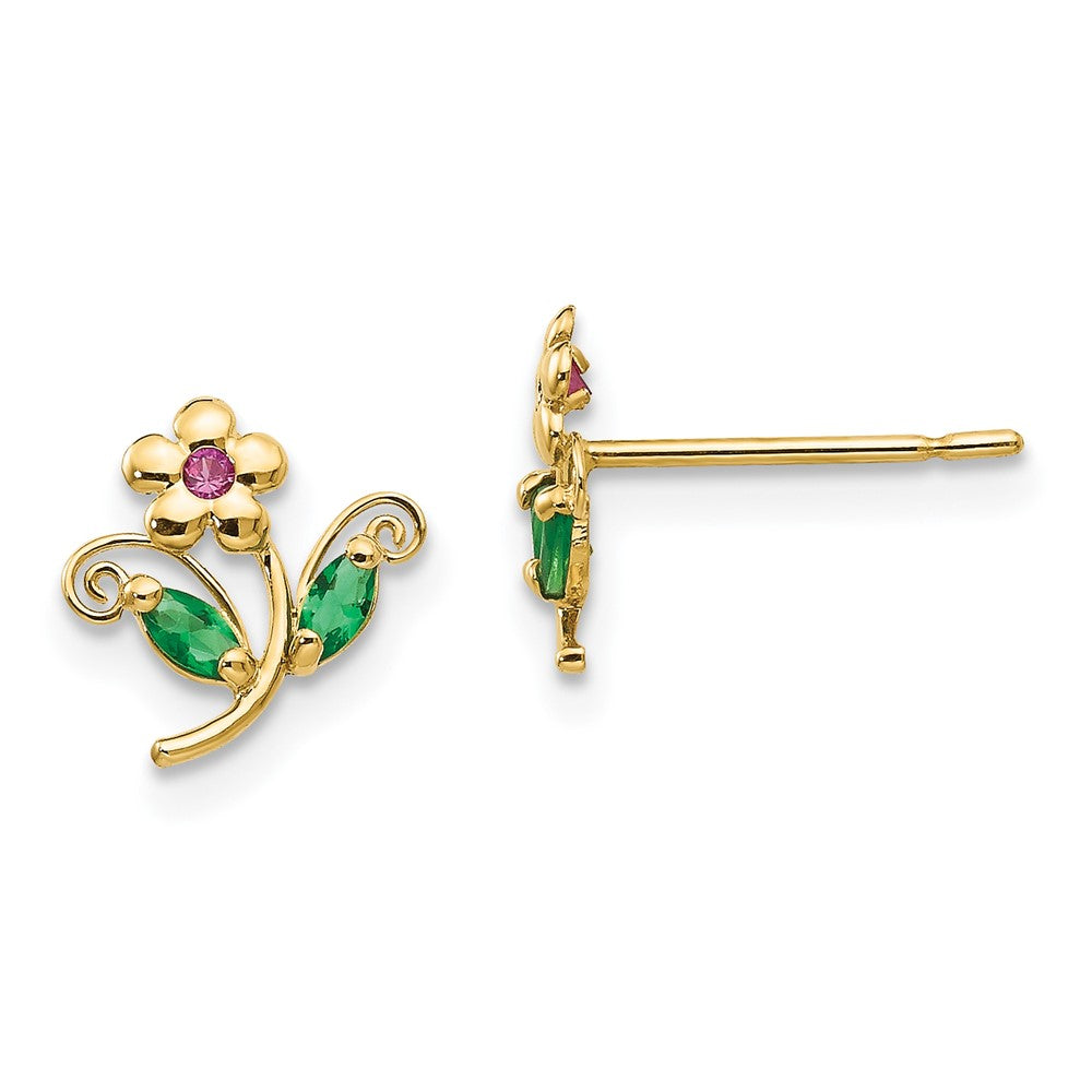 Kitten Bean 14k Madi K CZ Children's Flower Post Earrings