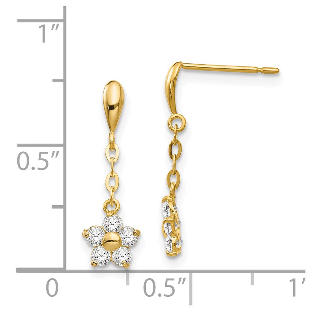 Pebble Nook 14k Madi K CZ Children's Flower Dangle Post Earrings