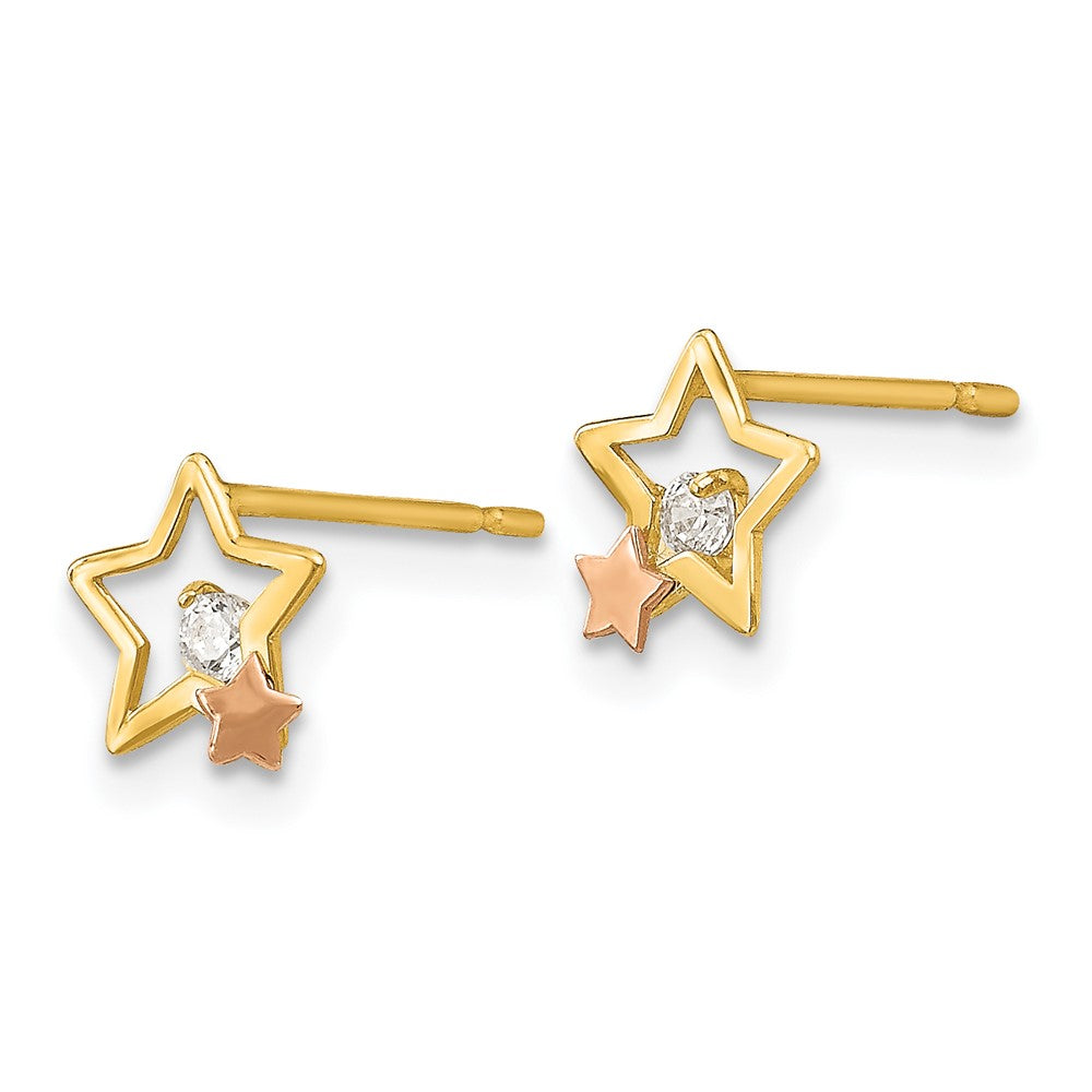 Sprout Puff 14k Yellow & Rose Gold Madi K CZ Children's Star Post Earrings