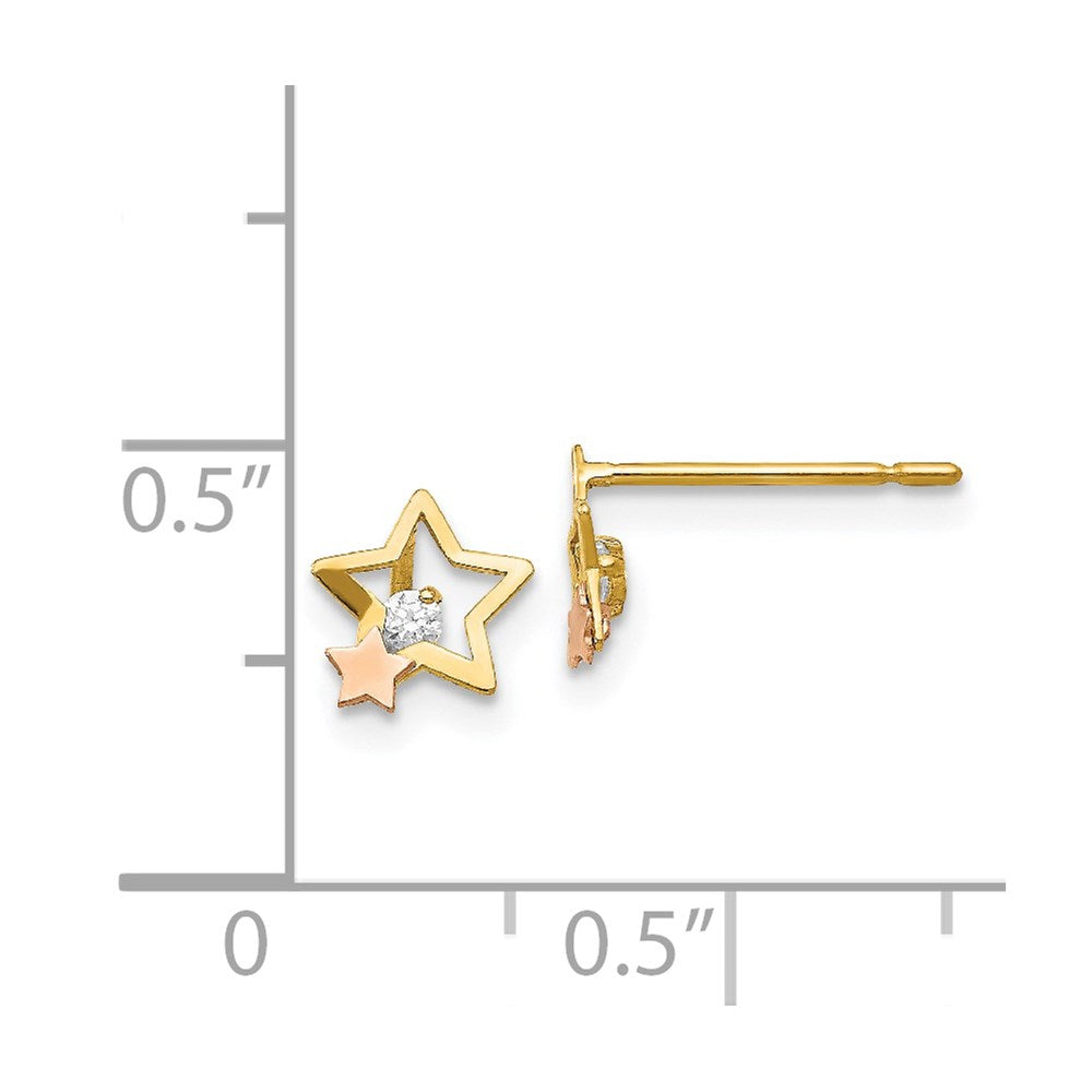 Sprout Puff 14k Yellow & Rose Gold Madi K CZ Children's Star Post Earrings