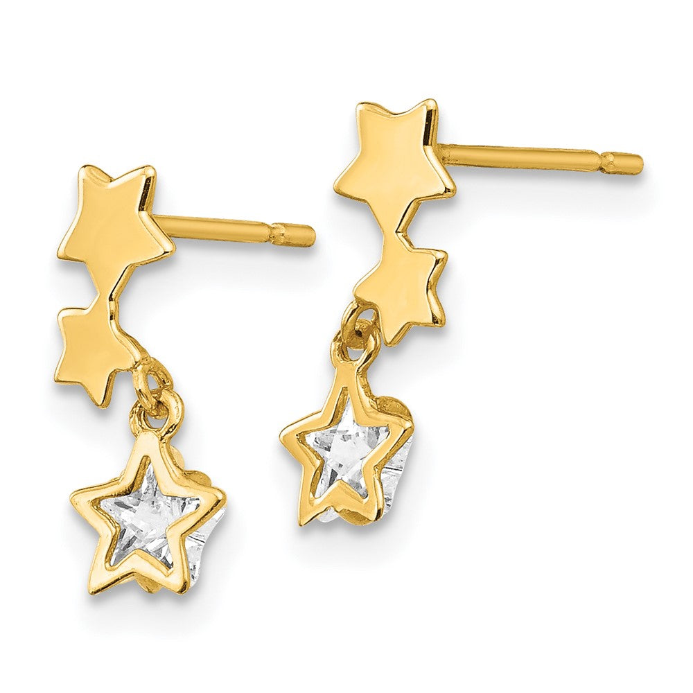 Twinkle Nook 14k Madi K CZ Children's Star Dangle Post Earrings