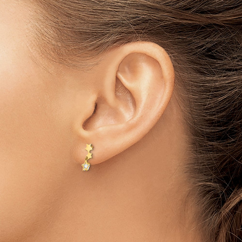 Twinkle Nook 14k Madi K CZ Children's Star Dangle Post Earrings