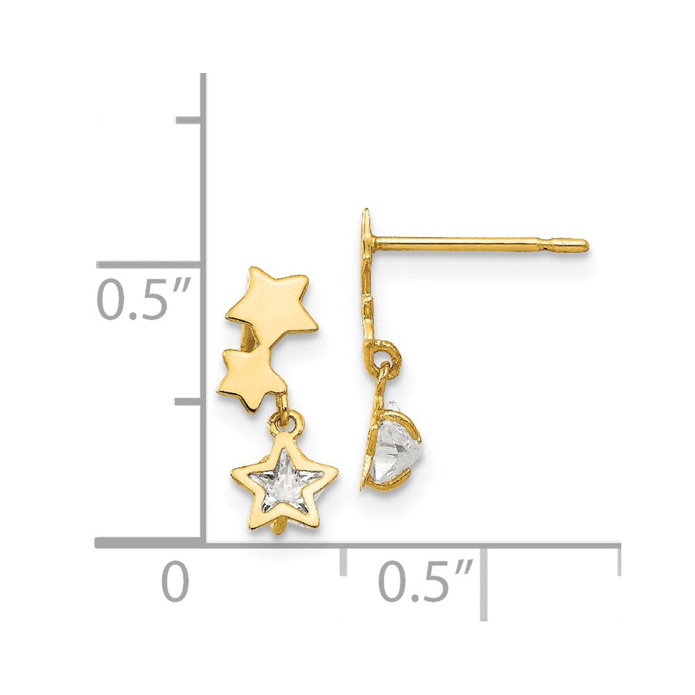 Twinkle Nook 14k Madi K CZ Children's Star Dangle Post Earrings