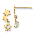 Twinkle Nook 14k Madi K CZ Children's Star Dangle Post Earrings