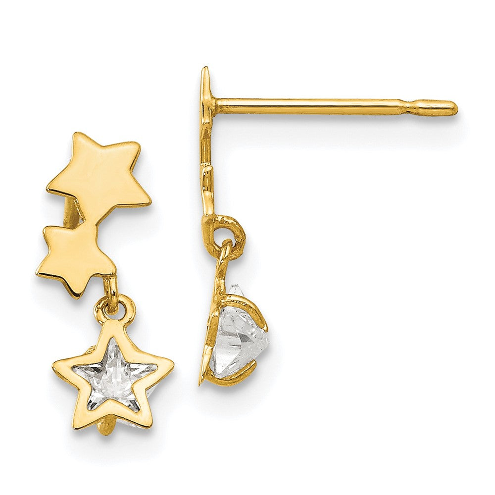 Twinkle Nook 14k Madi K CZ Children's Star Dangle Post Earrings
