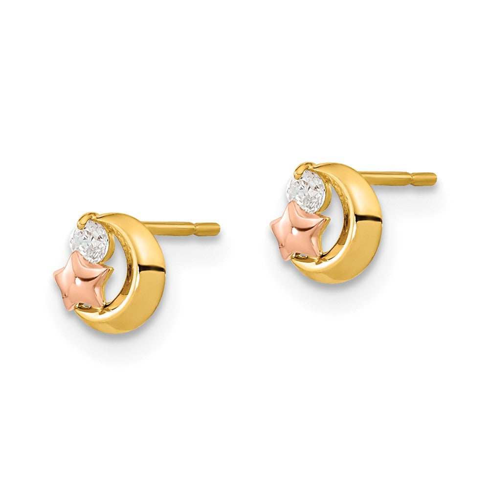 Sprinkle Cloud 14k Yellow & Rose Gold Madi K CZ Moon and Star Post Earrings