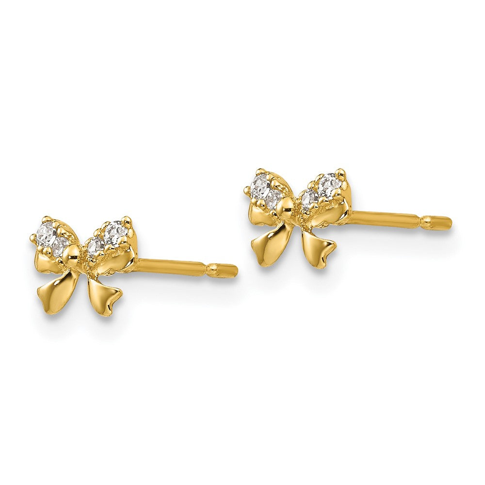 Wiggle Star 14k Madi K CZ Children's Bow Post Earrings