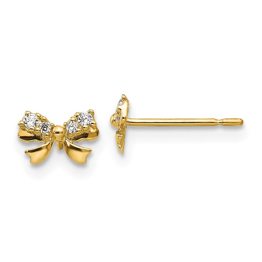 Wiggle Star 14k Madi K CZ Children's Bow Post Earrings