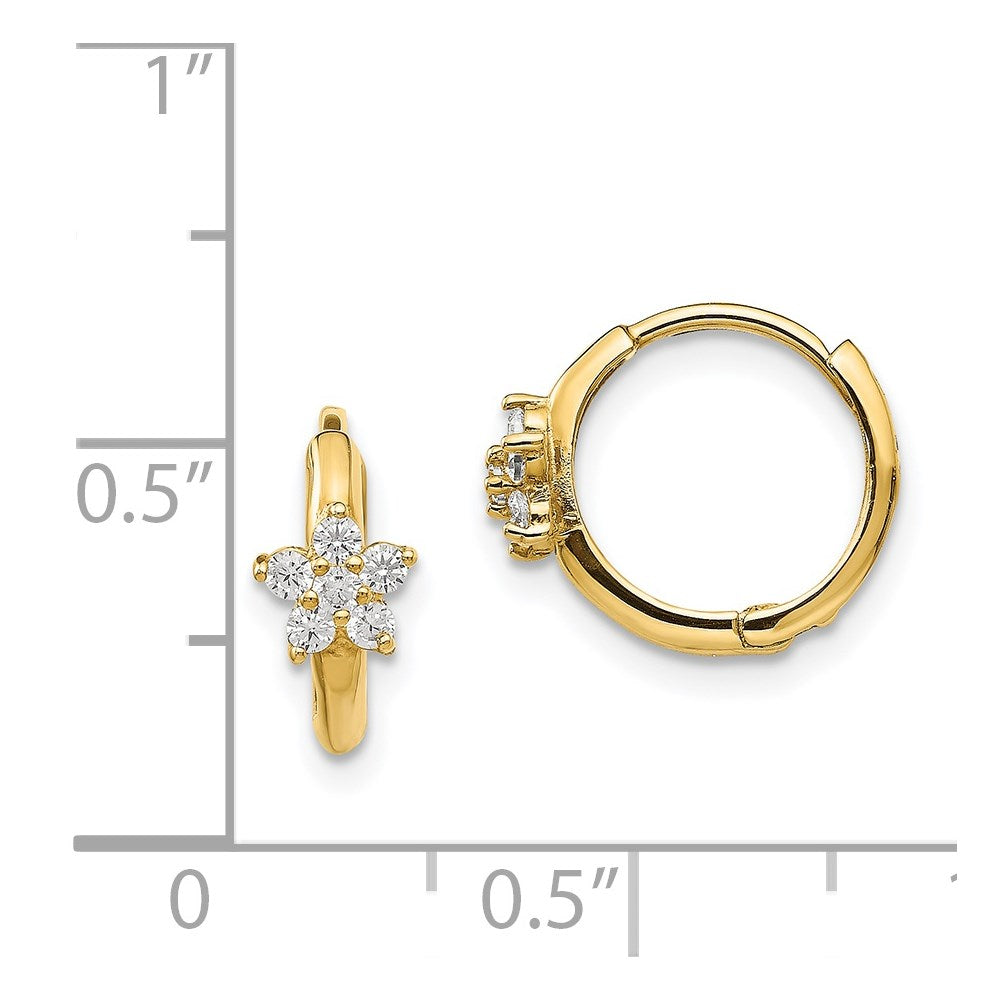 Sunny Drift 14k Madi K CZ Children's Flower Hinged Hoop Earrings