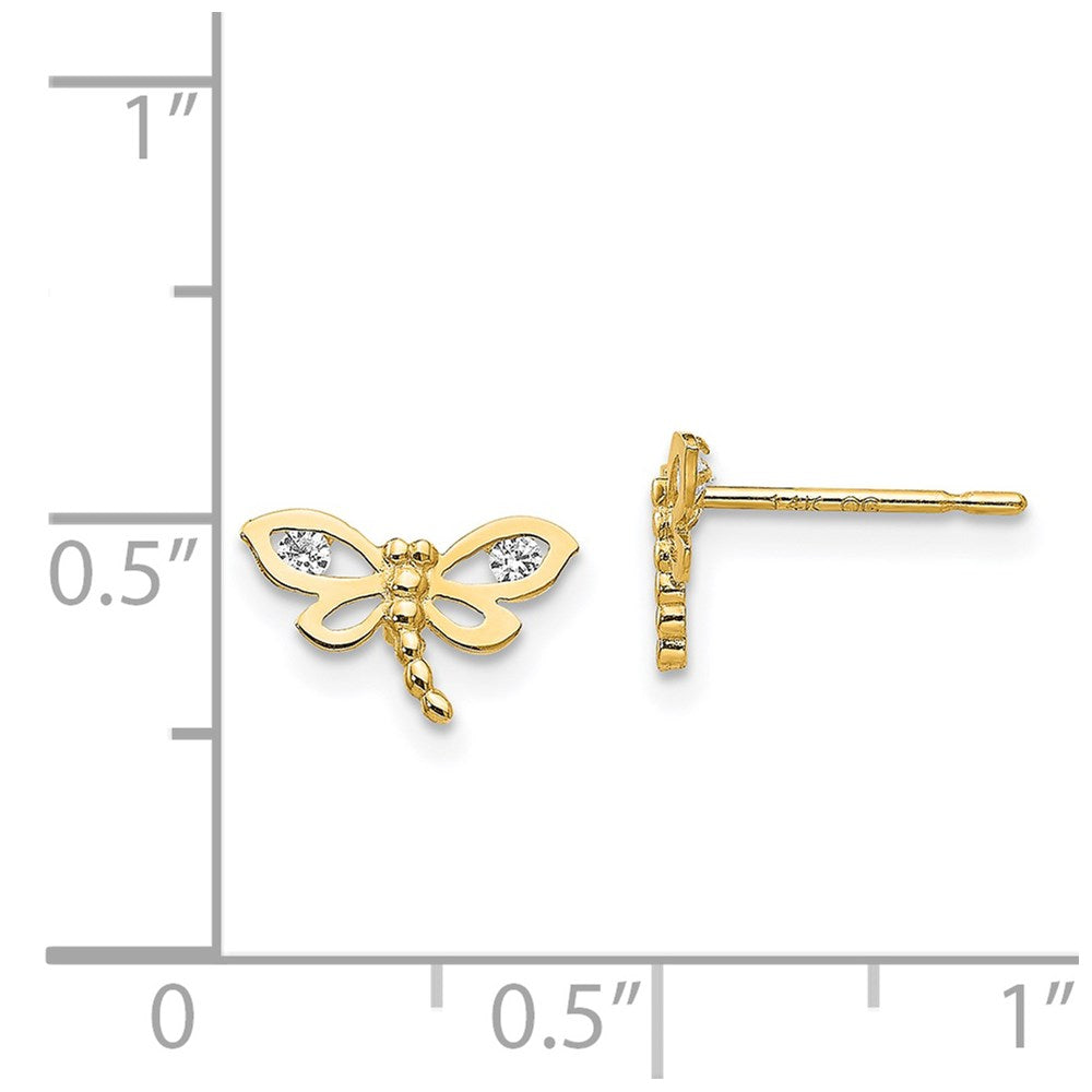 Kitten Bug 14k Madi K CZ Children's Dragonfly Post Earrings