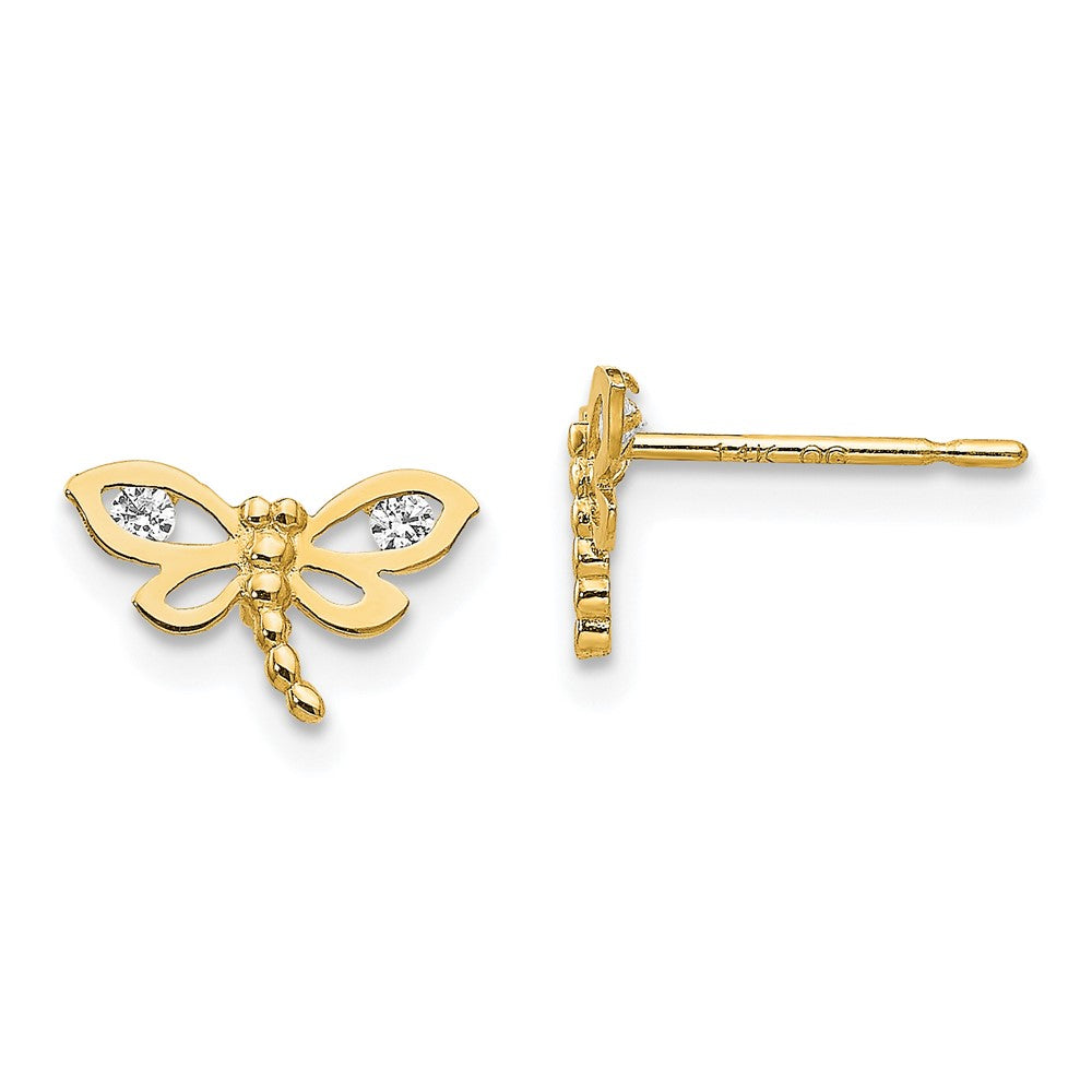 Kitten Bug 14k Madi K CZ Children's Dragonfly Post Earrings