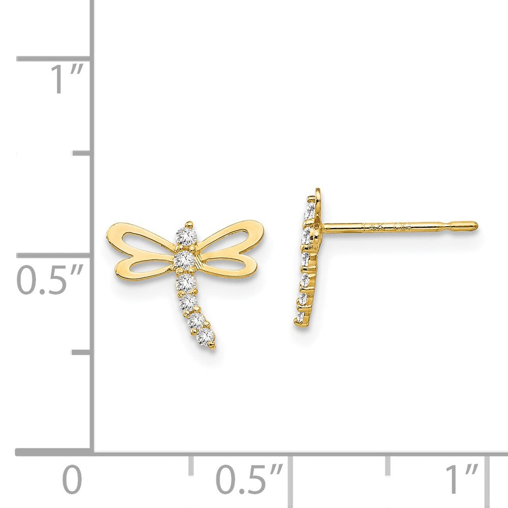 Peaches Glow 14k Madi K CZ Children's Dragonfly Post Earrings