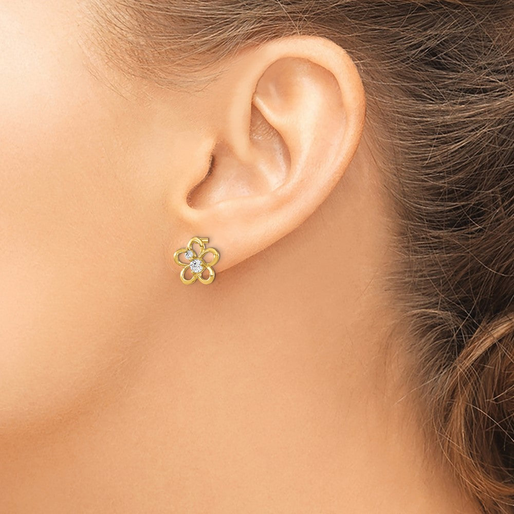 Doodle Wink 14k Madi K CZ Children's Flower Post Earrings