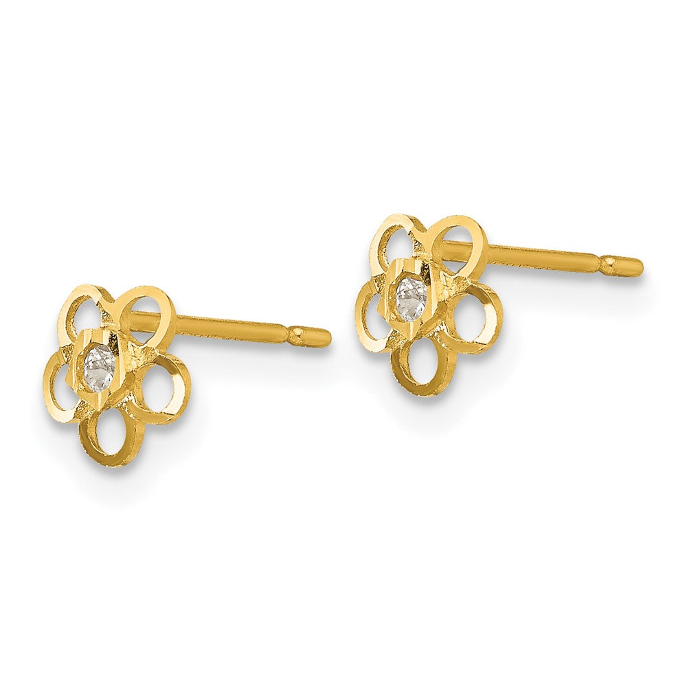 Skippy Song 14k Madi K CZ D/C Children's Flower Post Earrings