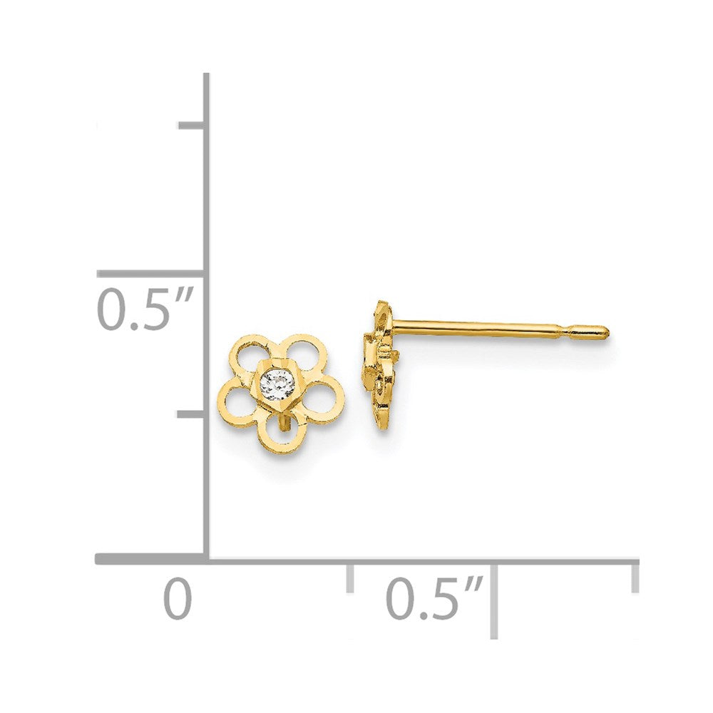 Skippy Song 14k Madi K CZ D/C Children's Flower Post Earrings
