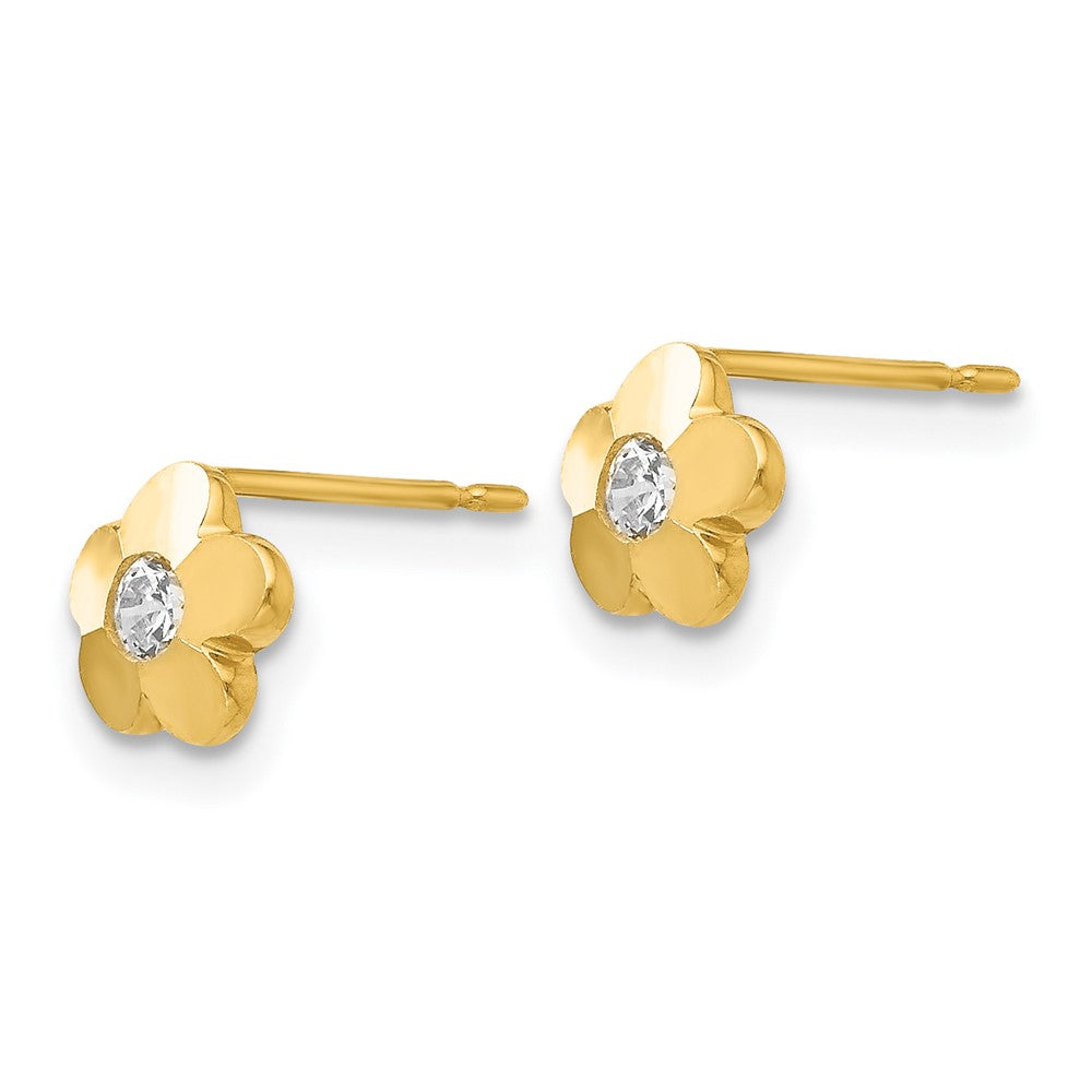Sparkle Buddy 14k Madi K CZ D/C Children's Flower Post Earrings