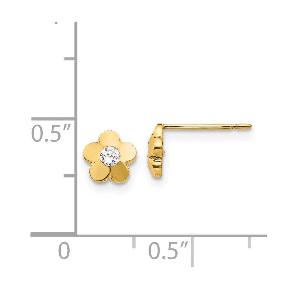 Sparkle Buddy 14k Madi K CZ D/C Children's Flower Post Earrings