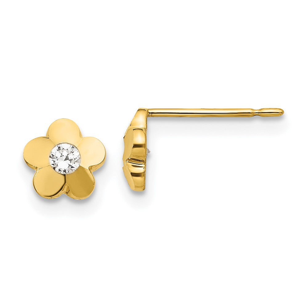 Sparkle Buddy 14k Madi K CZ D/C Children's Flower Post Earrings