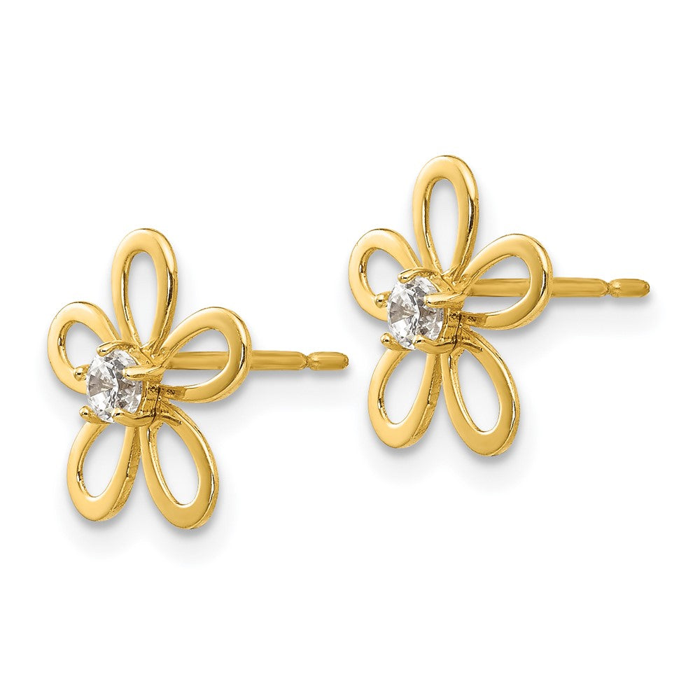 Button Shine 14k Madi K CZ Children's Flower Post Earrings