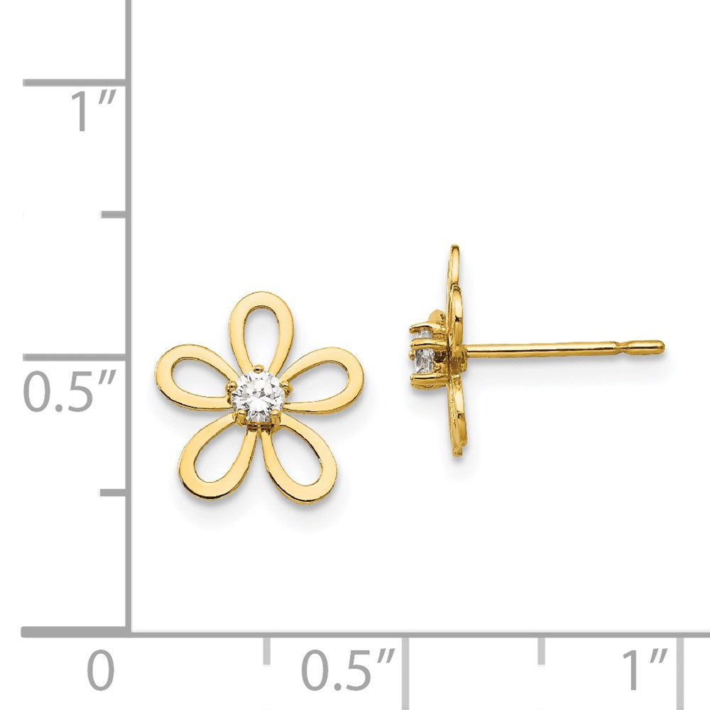 Button Shine 14k Madi K CZ Children's Flower Post Earrings