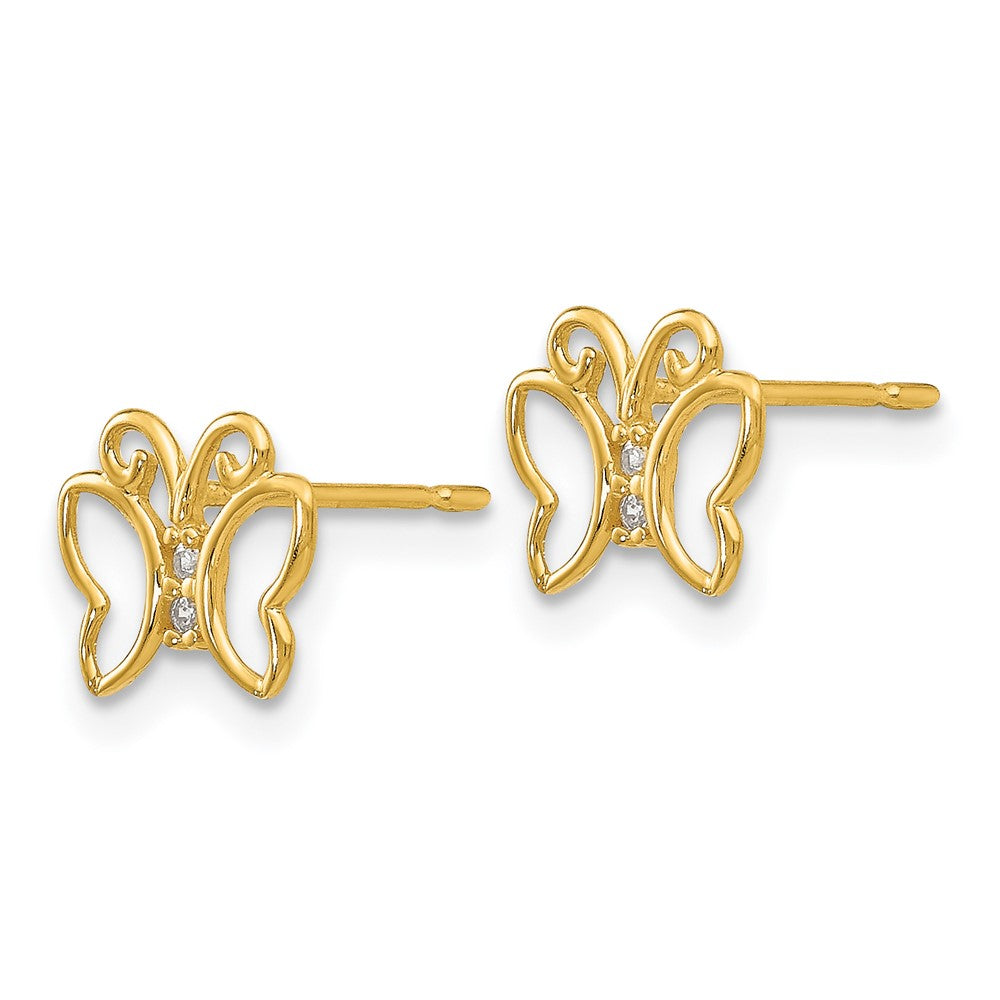 Zippy Boo 14k Madi K CZ Children's Butterfly Post Earrings