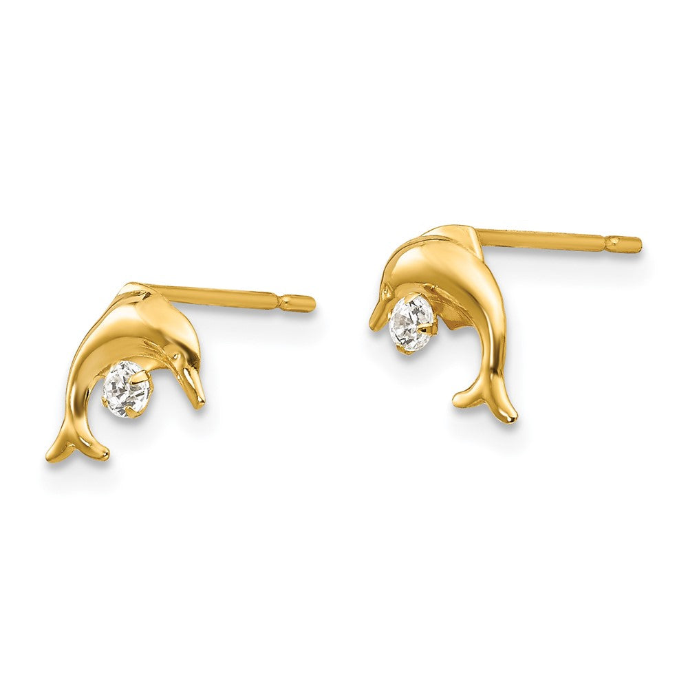 Sweetpea Pop 14k Madi K CZ Children's Dolphin Post Earrings