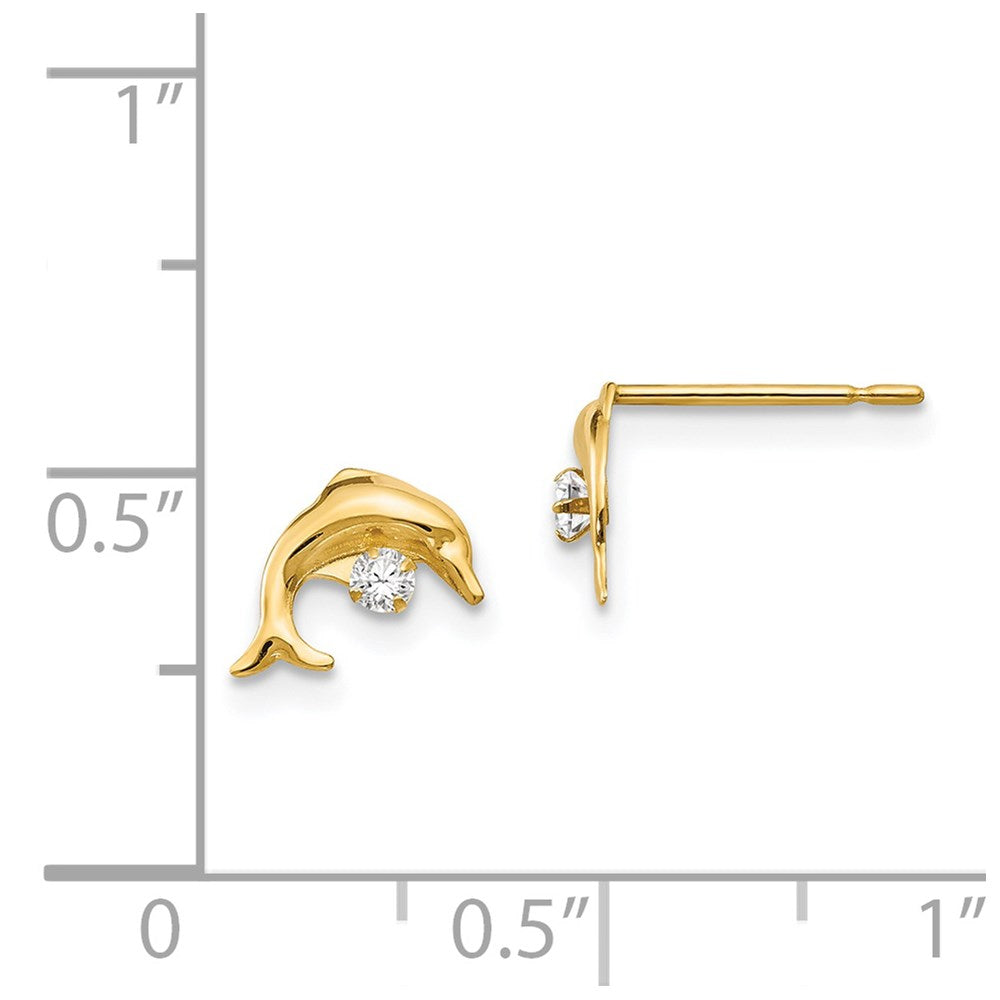 Sweetpea Pop 14k Madi K CZ Children's Dolphin Post Earrings