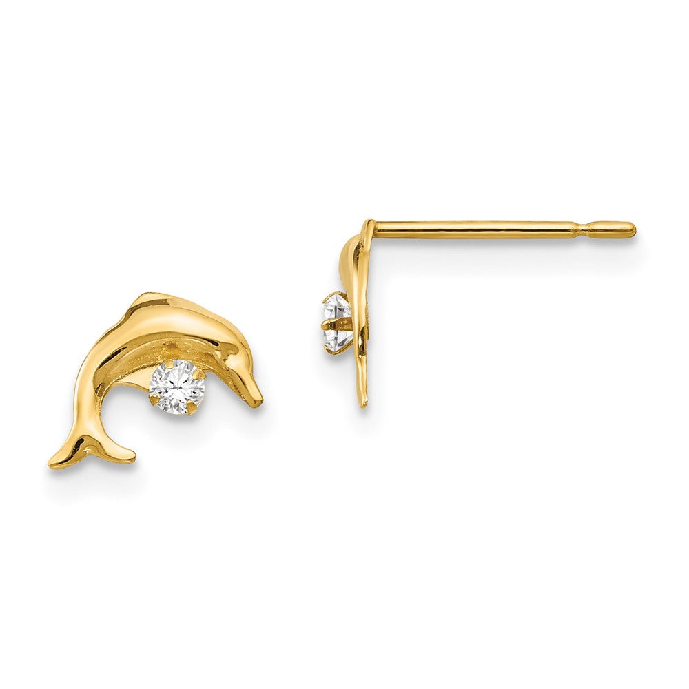 Sweetpea Pop 14k Madi K CZ Children's Dolphin Post Earrings