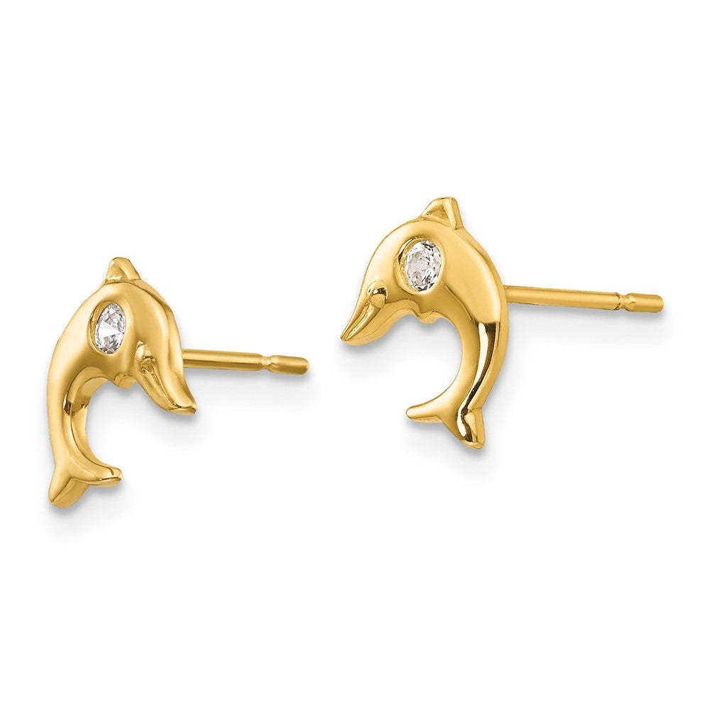 Sparkle Boo 14k Madi K CZ Children's Dolphin Post Earrings