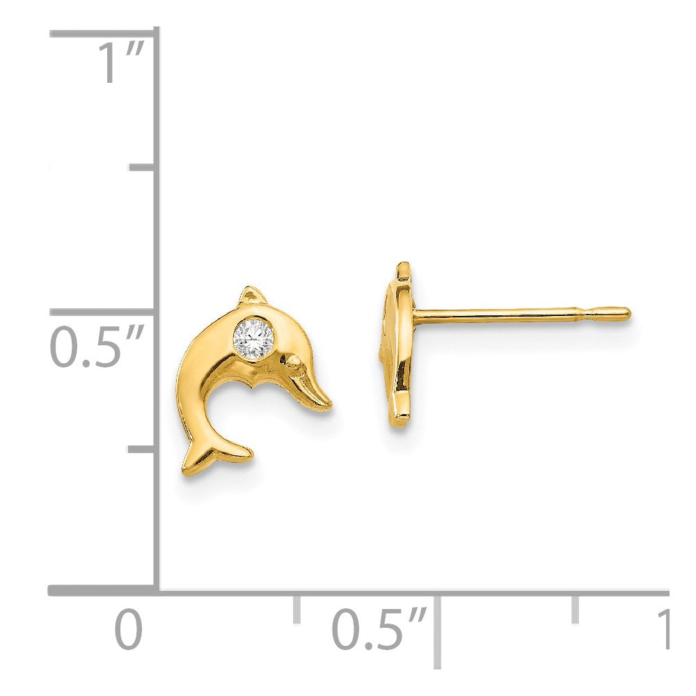 Sparkle Boo 14k Madi K CZ Children's Dolphin Post Earrings
