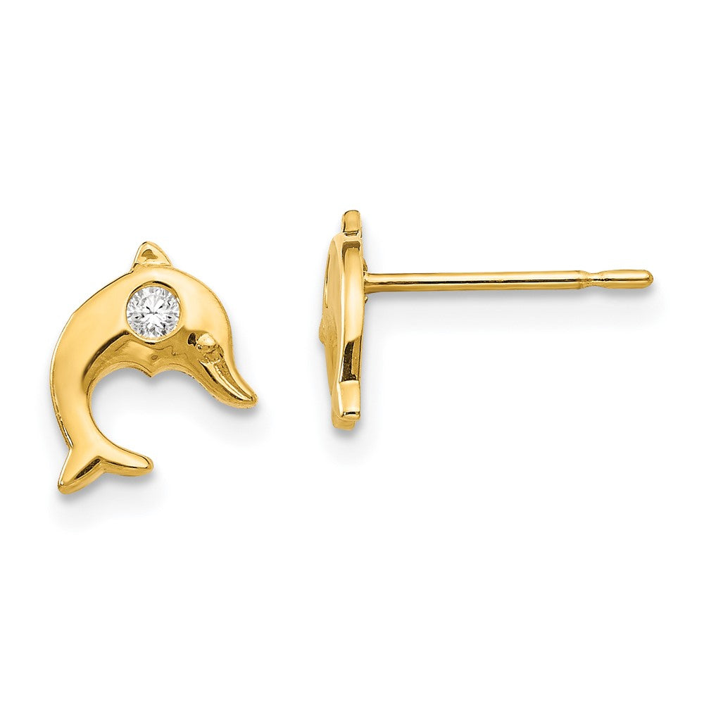 Sparkle Boo 14k Madi K CZ Children's Dolphin Post Earrings