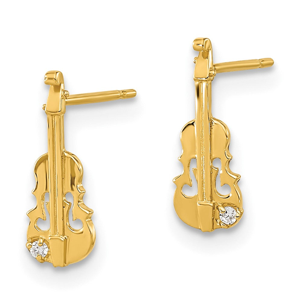 Ripple Bloom 14k Madi K CZ Children's Violin Post Earrings
